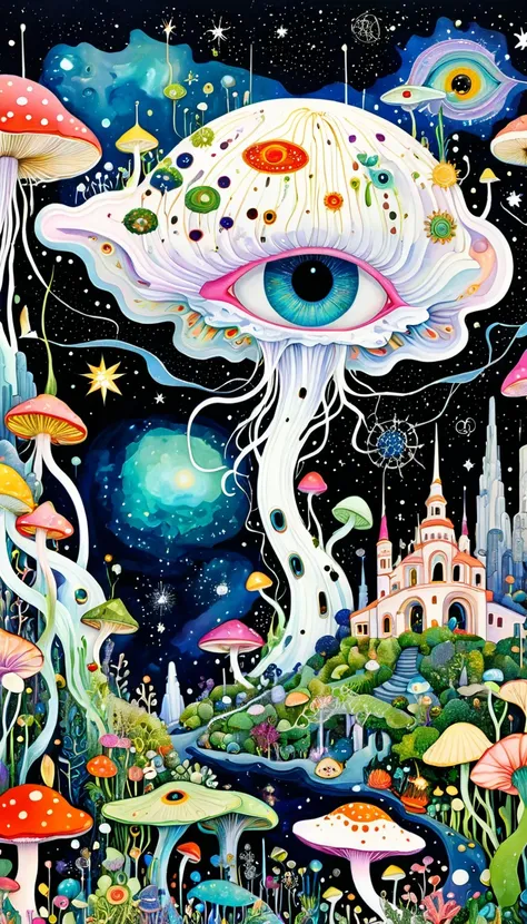 Fungi、Virus、microorganism、plant、Marine life、Eye、Starry Sky，architecture、Stitching together an abstract painting，Describing the inner world of autistic people，Sense of space，White Space，Psychedelic Art