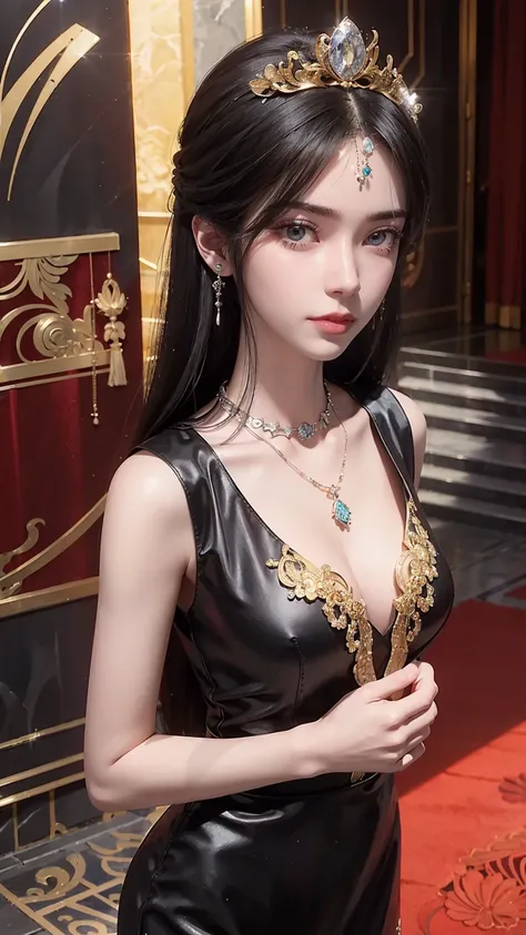 ((whole body)), ((From below)), ((gufeng,Bare shoulders)), Clear face, Pretty Face, 8K, masterpiece, original photo, best quality, detail:1.2,lifelike, detail, Very detailed, CG, Unite, wallpaper, Depth of Field, light, lens flare, Ray Tracing, (Extremely ...