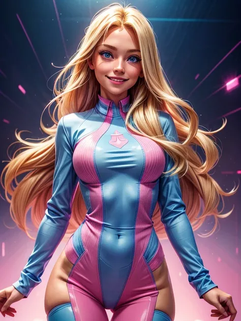 a woman, long blonde hair, blue eyes, (wearing a pink and blue long sleeve shirt), smiling, happy, cheerful, high definition, Ultra Quality hair, Ultra Quality face, Ultra Quality image, cinematic lights,,(medium breasts),,sensual pose.


