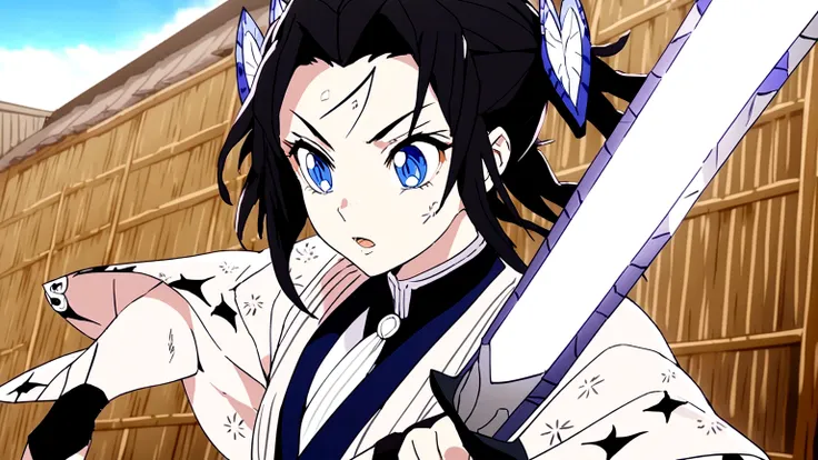 a female demon slayer swordsmith from kimetsu no yaiba, haori, sword, detailed face, beautiful eyes, detailed clothing, intricate armor, dynamic pose, dark fantasy, moody lighting, digital art, cinematic composition, vibrant colors, hyperrealistic