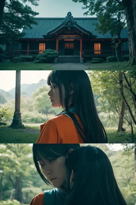 Create a realistic live-action short horror film featuring a beautiful black-haired high school girl as the main character. The girl is the only character, and she wears a white dress. Her face and outfit remain the same throughout the film. The atmosphere...