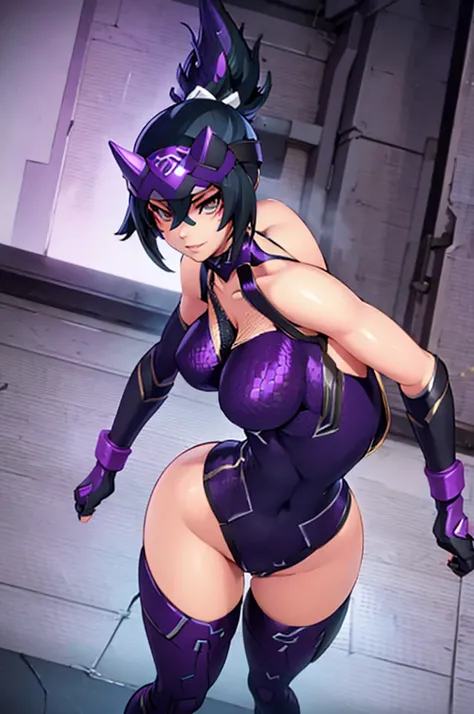 Kiriko from Overwatch, ninja girl, erotic, porn, sexy girl in a tight purple bodysuit, mesh gloves