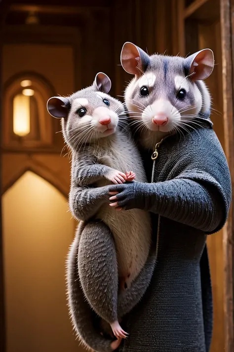 Knight hugs possum