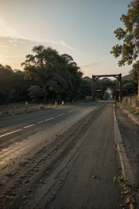 "On a narrow, deserted country road at dusk, an abandoned bicycle is lying on its side, with a wheel still turning slowly. The scenery is shrouded in thick fog that obscures distance vision.. Next to the bike, a narrow, winding path leads to an old, rusty ...