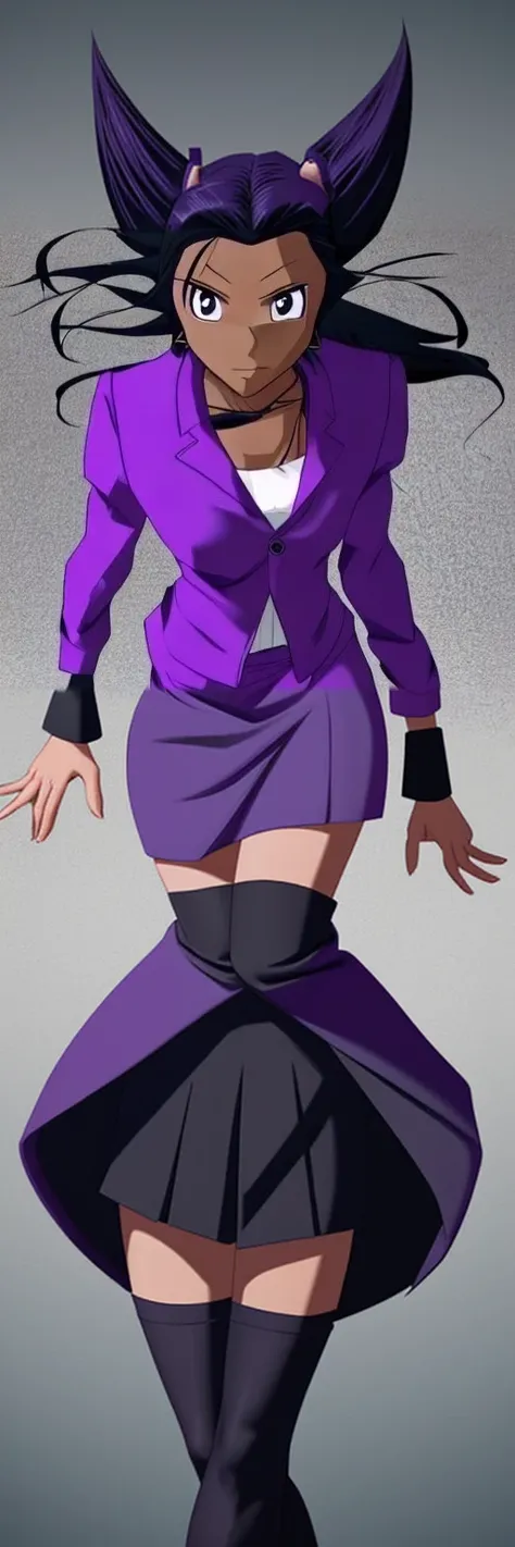 90s anime Evil business woman in a skirt suit 