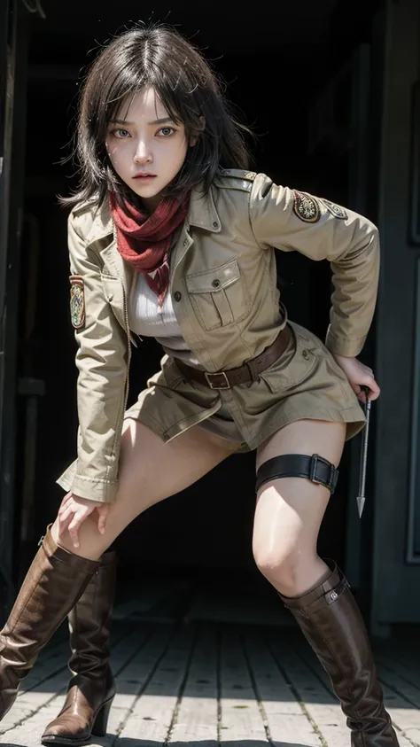 Draw Mikasa Ackerman, an iconic character from anime and manga "shingeki no kyojin" (Attack on Titan). She is known for her strength, agility and unwavering loyalty to your friends.Physical Details:muka:determined and serious expression.large, expressive e...