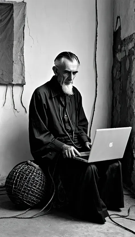 roger ballen style - by barbara chase-riboud man working on the laptop