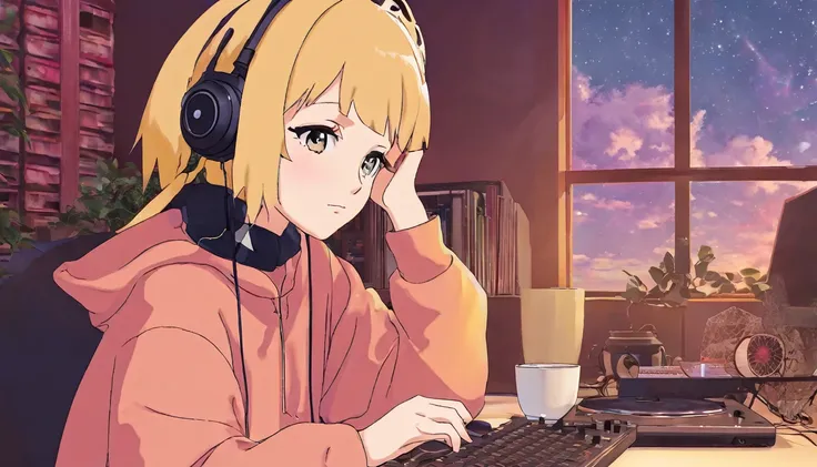 lofi girl, colored_narutomanga_ownwaifu, lofi girl listening to music