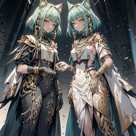 Furina Hydro Archon from Genshin Impact.  canonical face, blond hair.  Standing at the pyramid in Egyptian clothes.  canon.  genshin impact.  good quality. Furina