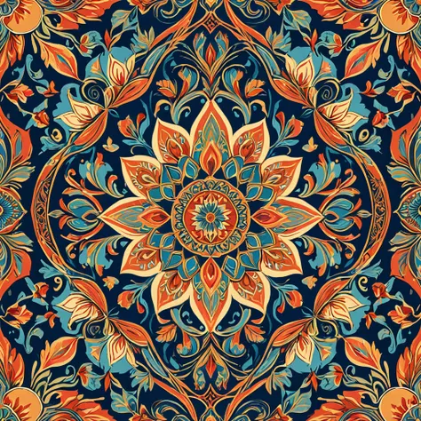 seamless pattern, tapestry, intricate, full of detalis, colorful