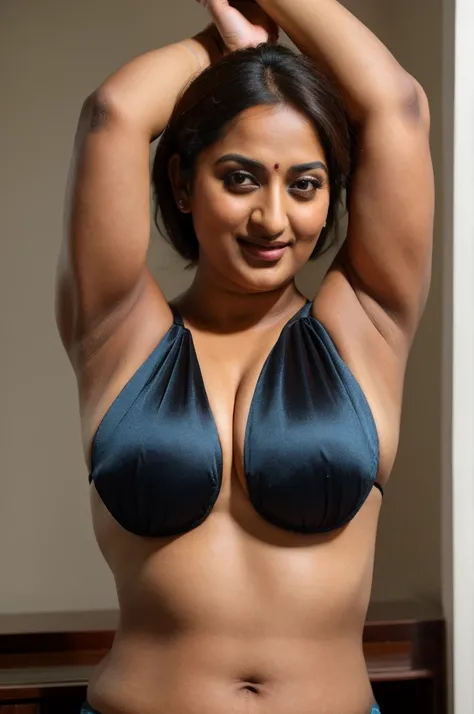 Foto RAW, photorealistic, photography, full body shot, 50 years old Woman, master shot, perfect eyes, goddess like beauty, pierced eyes, perfect thick chubby mallu Desi aunty bhabhi, Wearing a Stanapatta, a chest-band.Saree model, model Photography, Indian...