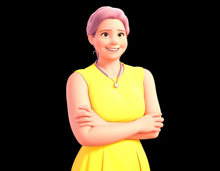 create a Disney poster, taking this photo of the mother, place a stethoscope around her neck, leave it in the background of the pediatric hospital and four children, smiling, of varying sizes around her. make a full body image. Render 3d