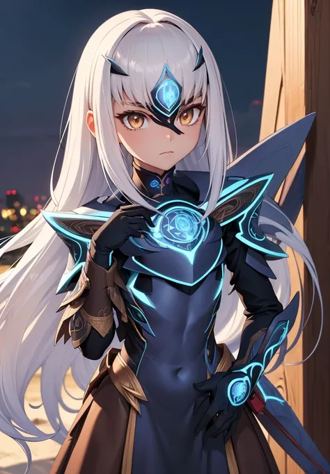 Melusina, Melusina, (Brown eyes:1.5), long hair, White hair, side locks, (small chest:1.2),
Armor BREAK, dress blindado, dress negro, gloves negros, blue armor, dress azul, peto, dress, sashes, gloves, mask, shoulder pads, dress corto, shoulder armor,
REST...