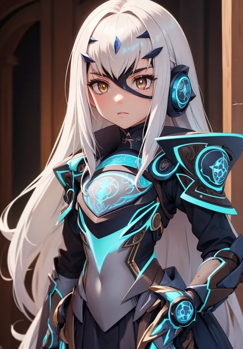 Melusina, Melusina, (Brown eyes:1.5), long hair, White hair, side locks, (small chest:1.2),
Armor BREAK, dress blindado, dress negro, gloves negros, blue armor, dress azul, peto, dress, sashes, gloves, mask, shoulder pads, dress corto, shoulder armor,
REST...