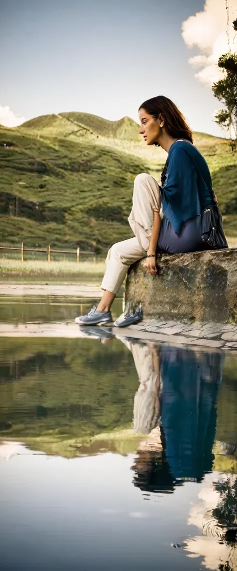 woman sitting reflecting