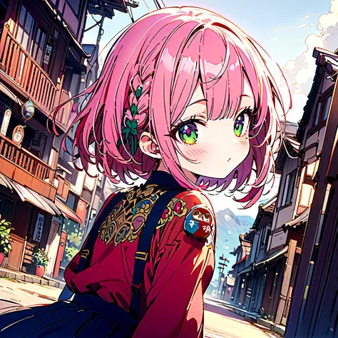 daruma-san fell、pink haired girl