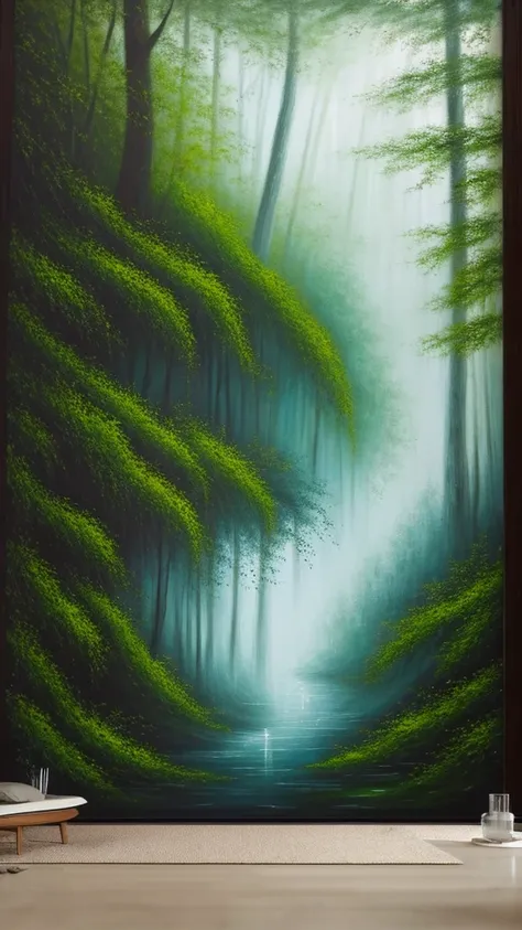 "In the painting we see a mysterious, dark forest, in the shadow of which there is a massive iron gate, partly covered with moss and ivy. Behind the gate you can see a delicate light, as if hidden deep inside the artists soul. There are birds in the air th...