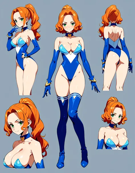 ((masterpiece)), (((best quality))), (character design sheet, same character, front, side, back), Illustration, (masterpiece), (best quality), (high res), 1lady, tall body, beautiful detailed eyes, beautiful detailed face, smiling, somber face, soft featur...