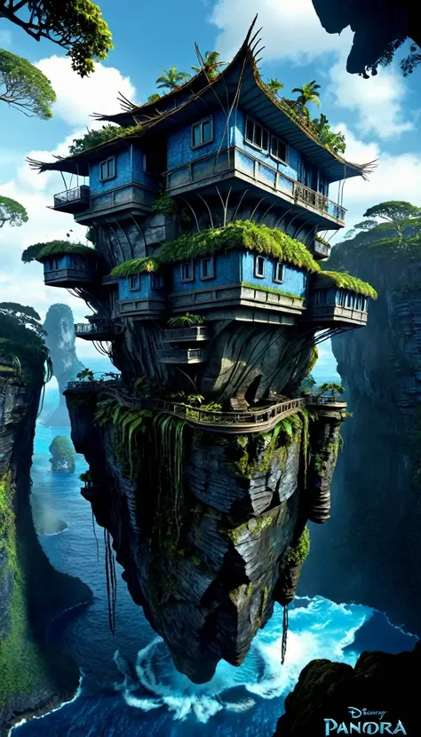 "cree una image hyperrealistic de una vivienda navi de la película 'avatar'. locate the structure deep in pandora&#39;s lush for...