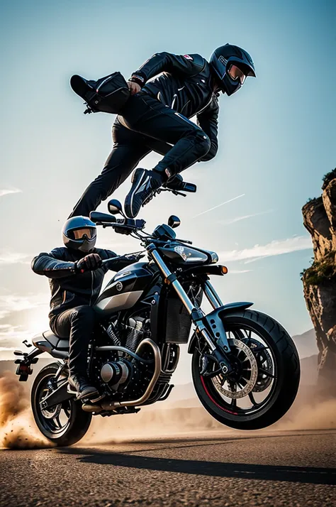 Create an image of a jumping motorcycle
