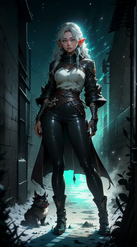 a woman in a black coat and green pants standing in the snow, Detailed anime character art, astri lohne, by Yang J., black fur wizard, A very beautiful Berserker woman, genshin impact keqing, de arknights, Exquisite and epic character art., trend on artsta...