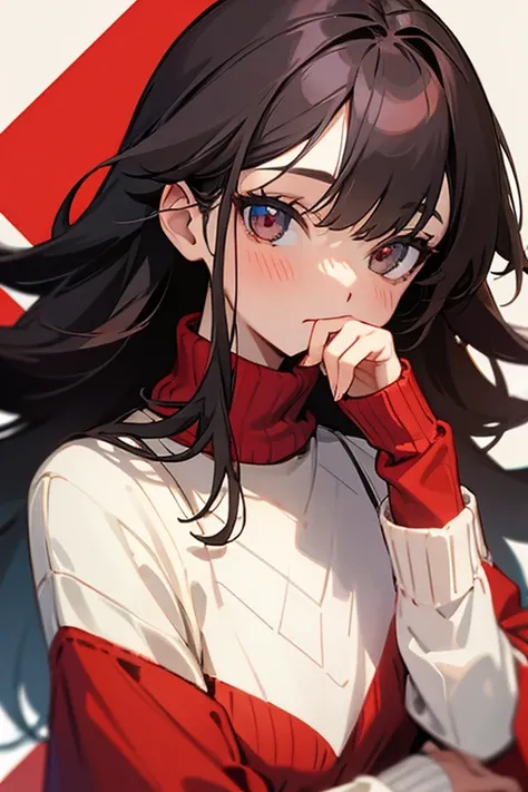 Pretty red sweater girl 