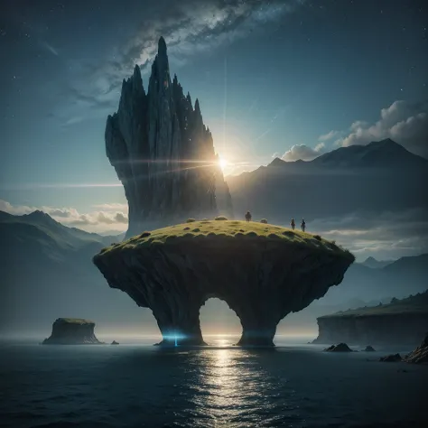 Create an ultra-realistic image of a breathtaking, futuristic landscape inspired by the Halo series, set during the day. The scene should depict a vast alien planet with an expansive, open horizon bathed in daylight. Include towering, crystalline structure...