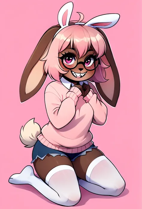 (score_9, score_8_up), score_7_up, score_6_up, score_5_up, score_4_up, hazel typh, 1bunny, best quality, furry, brown fur, pink ...