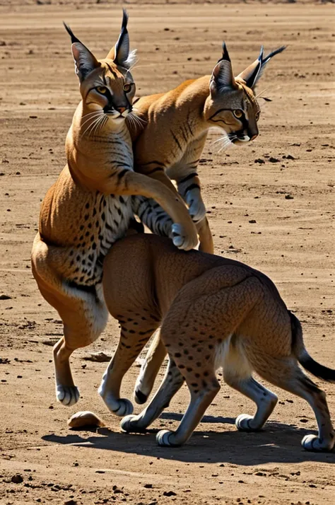 Caracal fighting
