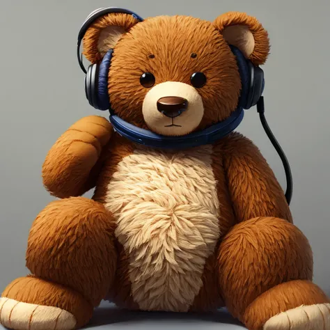 a teddy bear wearing headphones