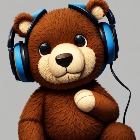 a teddy bear wearing headphones