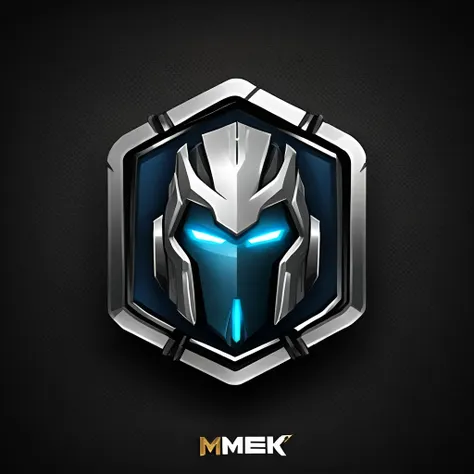 logomkrdsxl,an  edgy logo  3d with robô ,  vector, text "mek",  best quality, masterpiece, brand, dark background