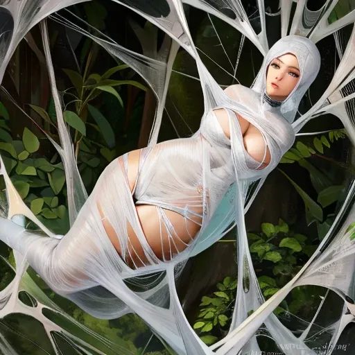 a woman trapped in the spider web, spider web, cocoon, gr3ysh33r,