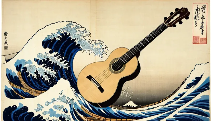 Violão, por Katsushika Hokusai