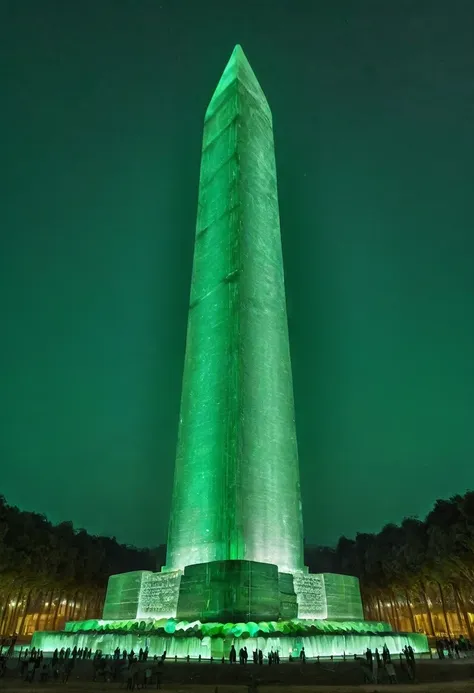 gummiray massive monument, backlight, green shades, night park background