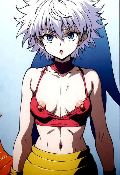 killua ahegao nipple lactating crop top and lamia body 