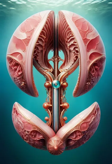 underwater life in the shape of an anatomical uterus