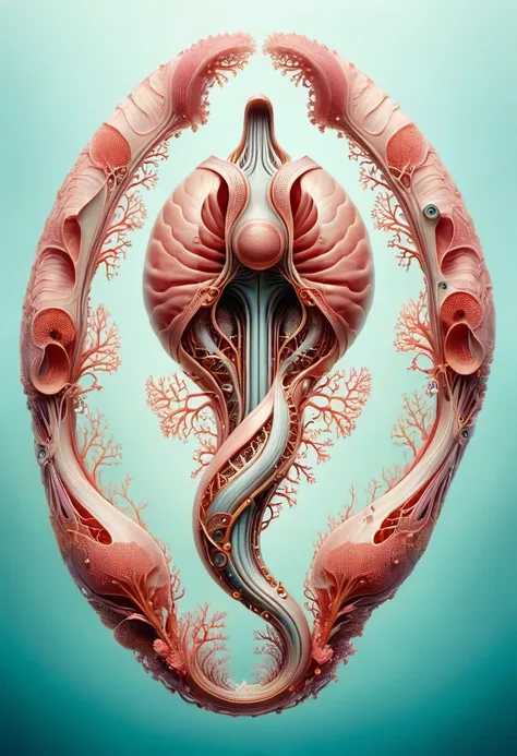 underwater life in the shape of an anatomical uterus