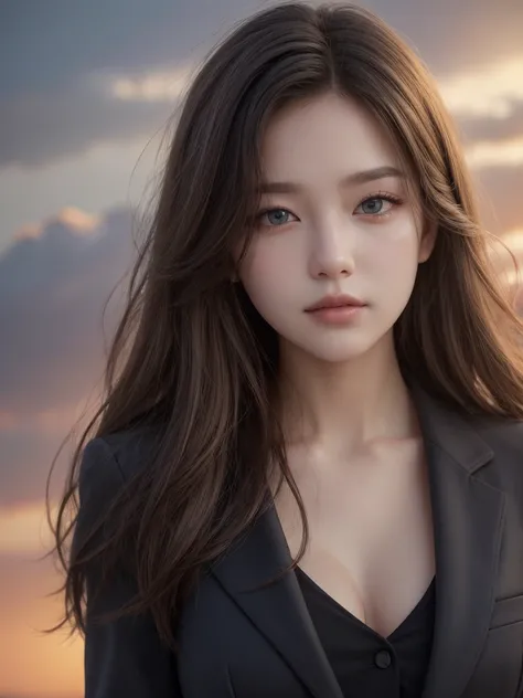 (((highest quality, 8k, masterpiece))), sharp focus, thin, cinematic lighting、perfection、soft light、high resolution skins:1.3、realistic skin texture、28 year old south Korean woman、small face、no makeup、long and curvy hair、dark blonde hair、Detailed beautiful...