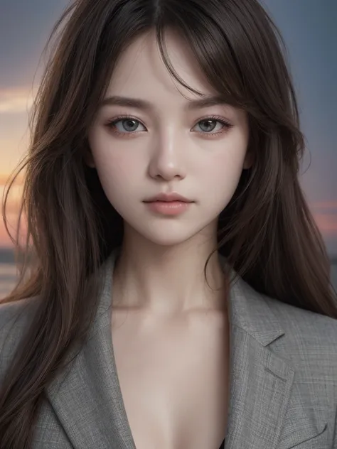 (((highest quality, 8k, masterpiece))), sharp focus, thin, cinematic lighting、perfection、soft light、high resolution skins:1.3、realistic skin texture、28 year old south Korean woman、small face、no makeup、long and curvy hair、dark blonde hair、Detailed beautiful...