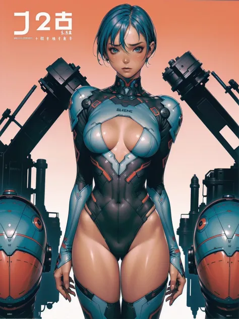 ((best qualityer)), (((clothes 100% baby blue))), (((slim))), (Muscles),  (((Red suit))), ((Perfect masterpiece)), (detailded: 1.4), (absurdrez), (((blue and white bob hair))), (((full body fitness, neckline showing part of the breasts)), (((short hair wom...