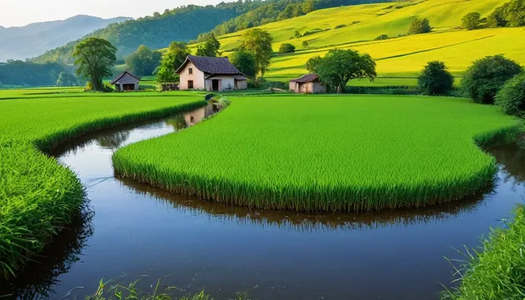 no humans, masterpiece, highest quality, countryside, detailed description, natural scenery, relaxing,morning