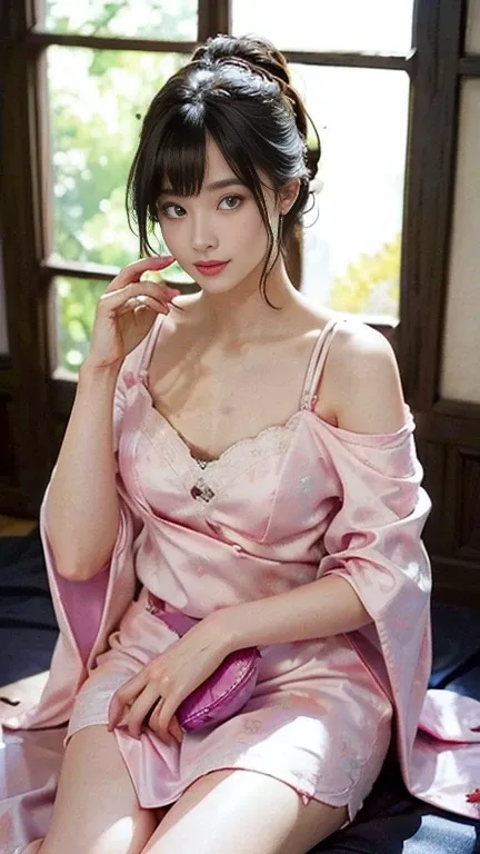 (Extra large chest: 1.6), Very detailed and beautiful, masterpiece, Highest quality, Ultra-high resolution, 16K, Realistic, Super detailed, Slender and beautiful Japanese girl, amount, Black Hair, alone, ((Very sensual) ), I narrowed my eyes., Dark Eyes, S...