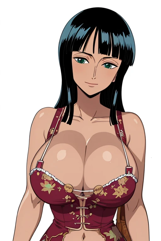 (masterpiece),Best Quality,wonderful,Let me explain in detail.Depth of written boundary,Beautiful and fine details, Nico Robin, One girl,Cowboy Shot,Mature Woman,Happy,A light smile,Cleavage、Huge breasts、Second trimester