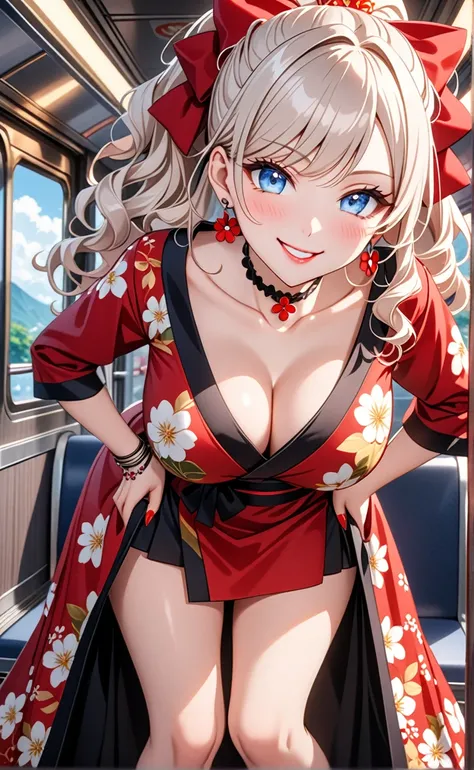 ultra-detailed, ((one girl)), (pale skin:1.3), gyaru, ((blue eyes)), (heavy makeup), hyper detailed, absurdres, 8K, Beautiful Face, (Laugh shyly), ((teasing smile:1.8)), ((Wink:1.7)), (Laugh with your mouth wide open),((Tilt your head:1.6)), View your view...