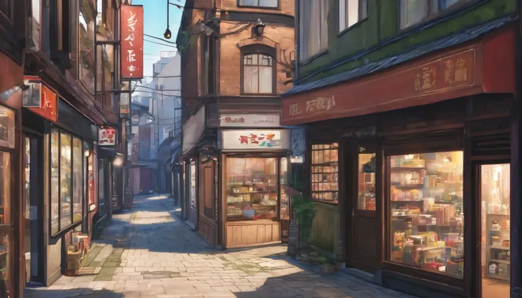 A shop,natta,empty street,lofi,realistic