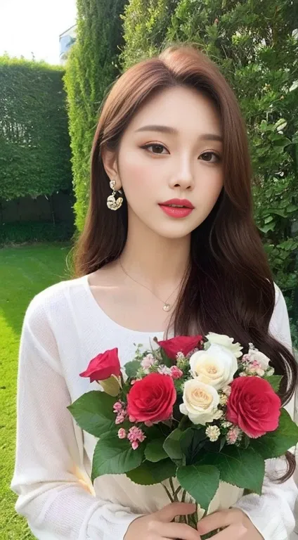 (25-year-old sweetheart), flower garden in the background, (Maximum resolution: 1.4), (Super high vision: 1.2), light, Super high vision,Make one&#39;Rosy cheeks:1.2、 (Delicate eyes and skin), (Detailed facial features), Not suitable for working hours, 8k ...