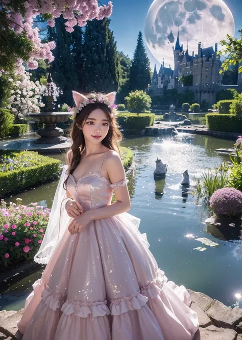 Diffuse lighting、 Highest quality, High resolution, unity 8k wallpaper、Supersaturation, Colorful, fairy tale, dream-like, Movie-like characters, oil, 3d, 8K resolution, Sequins, Sparkling, moonlight, Close-up portrait adorable,Too cute cat, Fine grain, Lar...