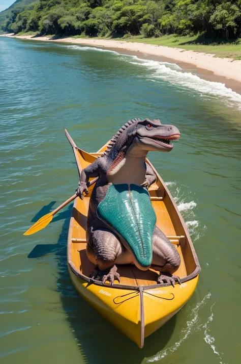 Super fun dinosaur in Brazil in canoes in Rio Grande do Sul