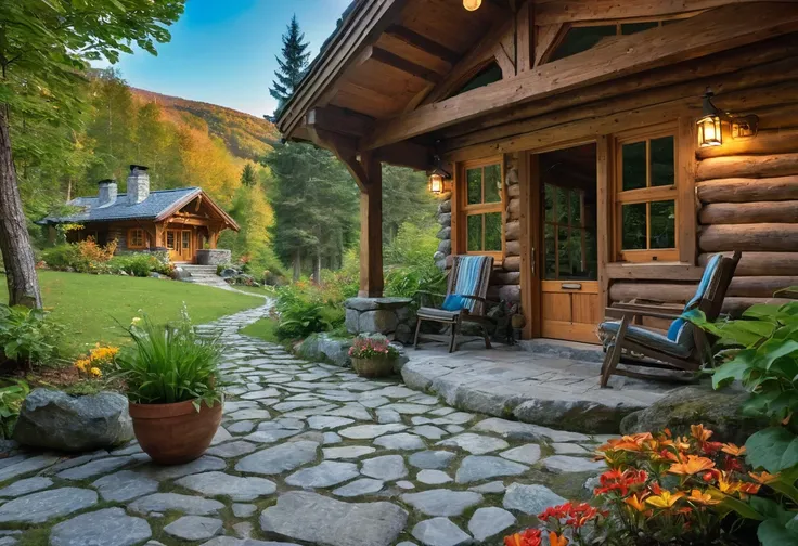 (best quality,4K,8K,high resolution,masterpiece:1.2),Extremely detailed,(Practical,photoPractical,photo-Practical:1.37),Mountain hut,Cozy cottage,Wooden house surrounded by mountains,Tranquil atmosphere,Great attention to detail,Peaceful environment,Panora...